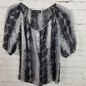 Bebe 100% silk Snake skin print Blouse size Small